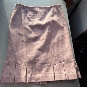 Talbots blush pink 100% wool pencil skirt sz 8 lined pleated hem career classic